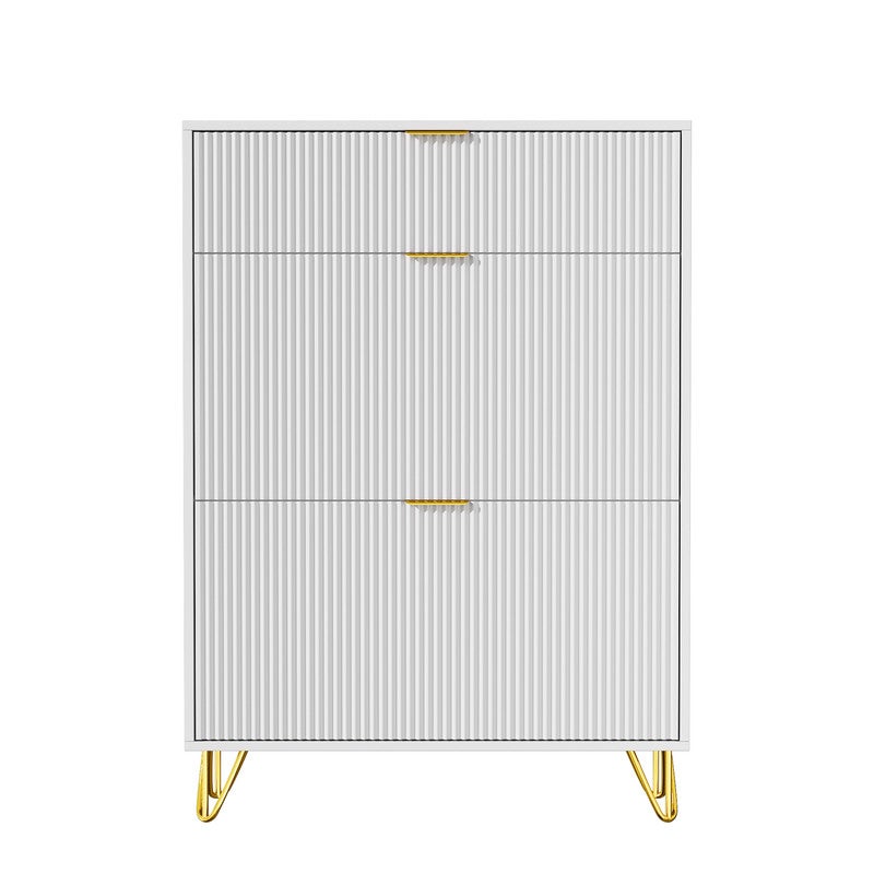 Meuble à chaussures, Etagere chaussure, Rangement chaussure, à deux portes et compartiments de rangement, Blanc - 9