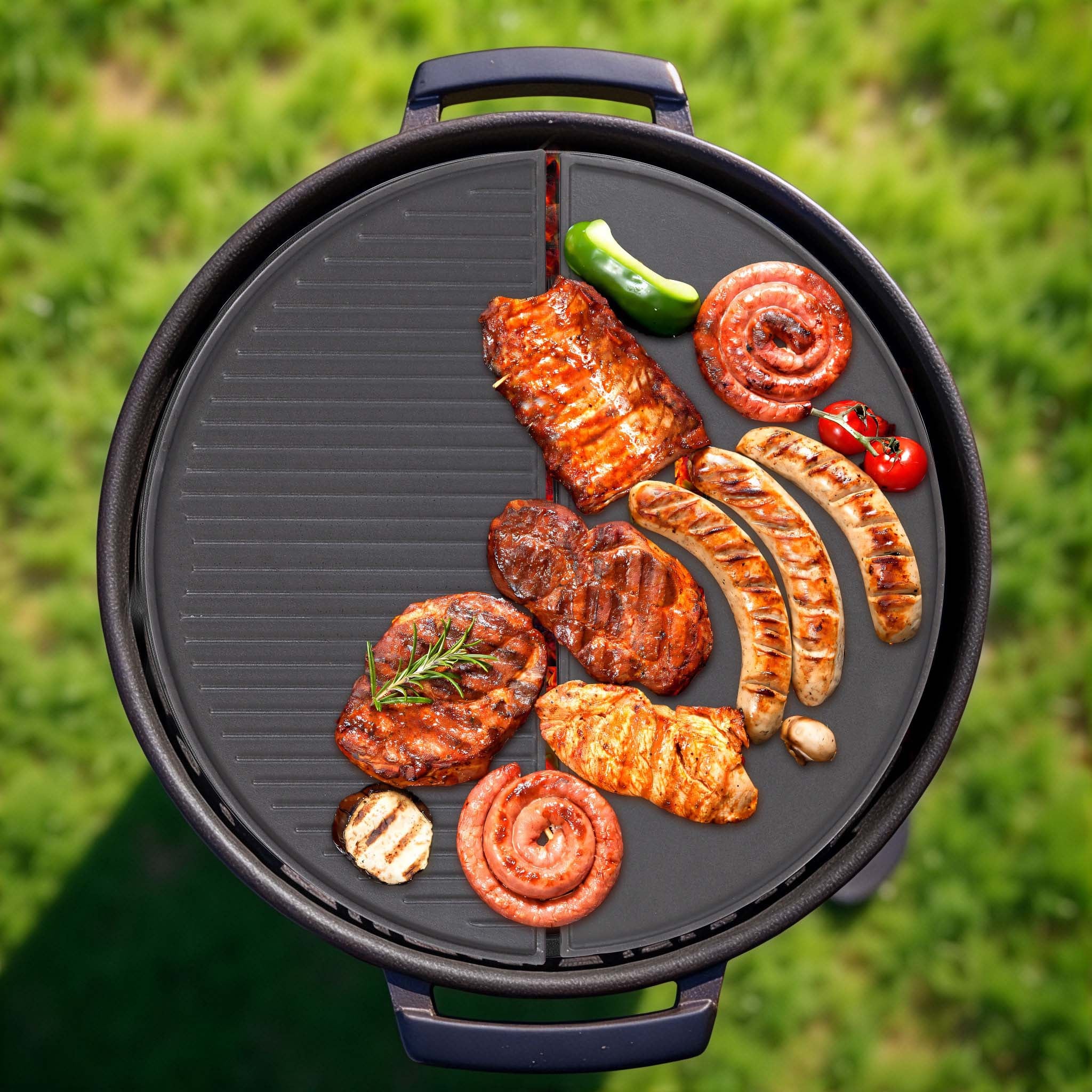 Set 2x Plaque de gril BBQ semi-circulaire – 46,7 x 22,8 x 1,5 cm – en Fonte – Barbecue Charbon de bois ou à gaz – Grillade Cuisson –… Wiltec - 4