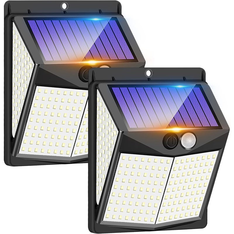 Zewnętrzne lampy solarne, 238 LED, solarne światła bezpieczeństwa, czujnik ruchu, lampy zasilane energią słoneczną, wodoodporny solarny kinkiet