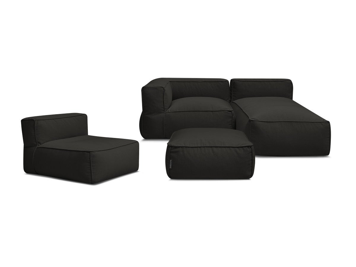 BOBOCHIC Canapé de jardin modulable GIULIA avec bâche de protection, 1 chauffeuse 1 place, 1 angle, 1 méridienne et 1 pouf Noir - 2