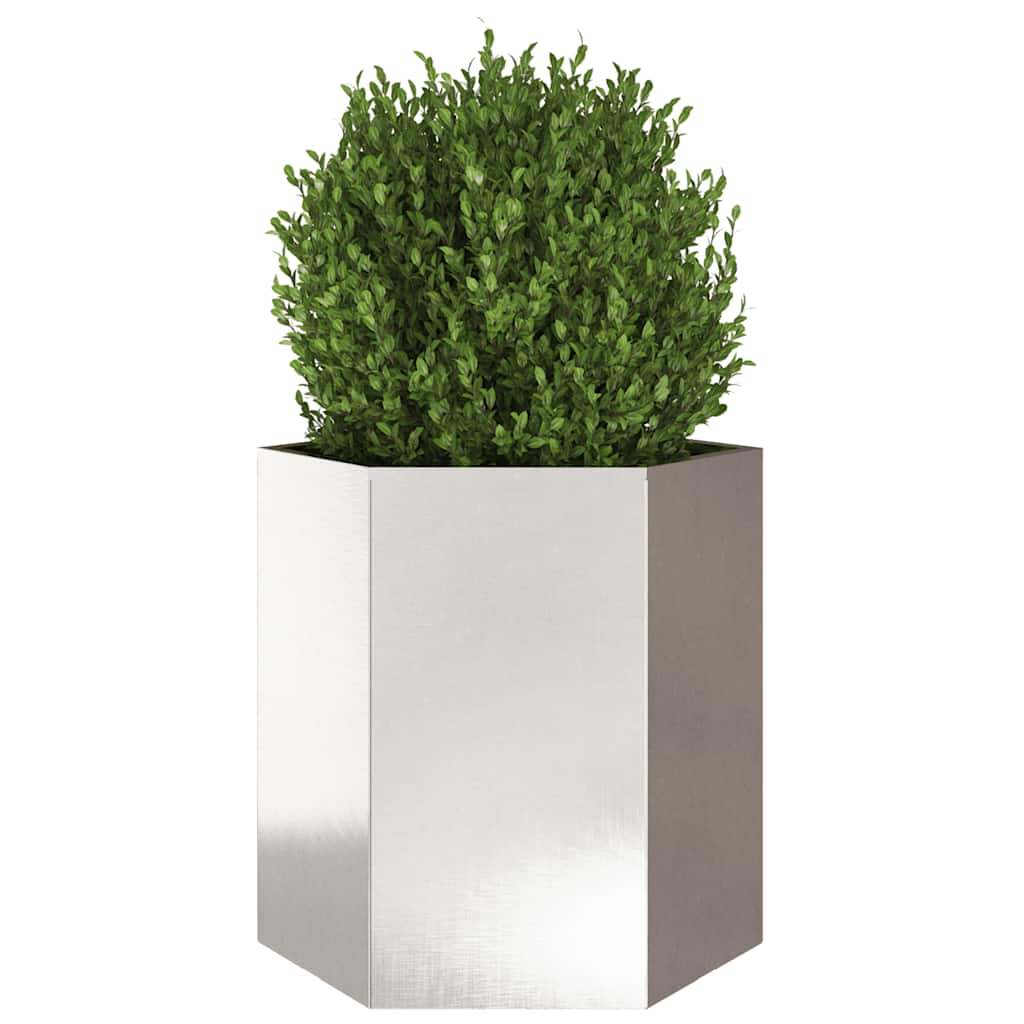 Maison Exclusive - Jardinera hexagonal acero inoxidable 46x40x45 cm - 3