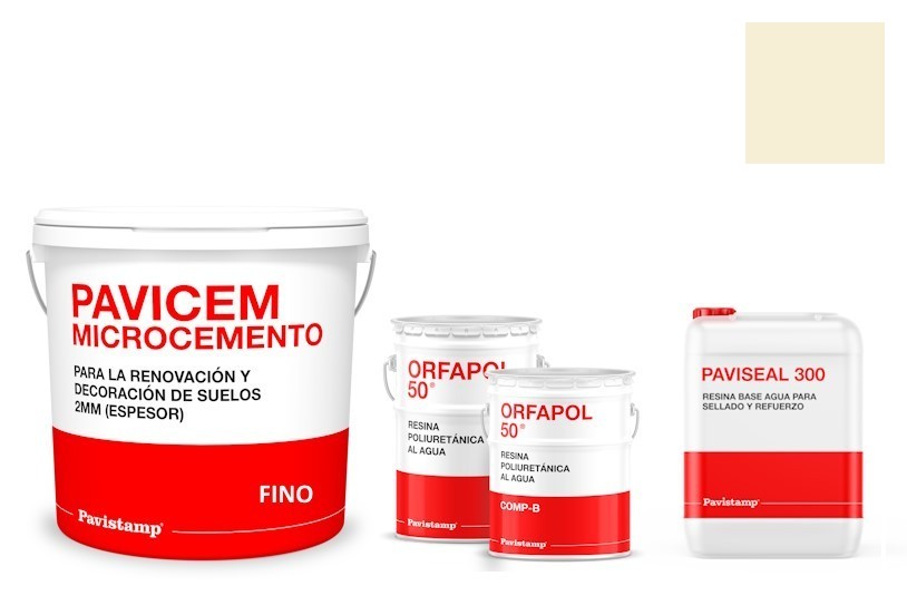 Kit microcemento 8 m2 monocomponente para paredes de yeso o pladur - poliuretano satinado-blanco roto