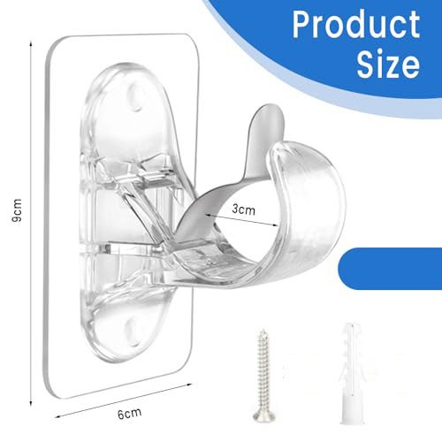 Lot de 4 supports de tringle à rideaux, supports de tringle à rideaux autocollants, crochets de rideau pour chambre et salon (transparents) - 2