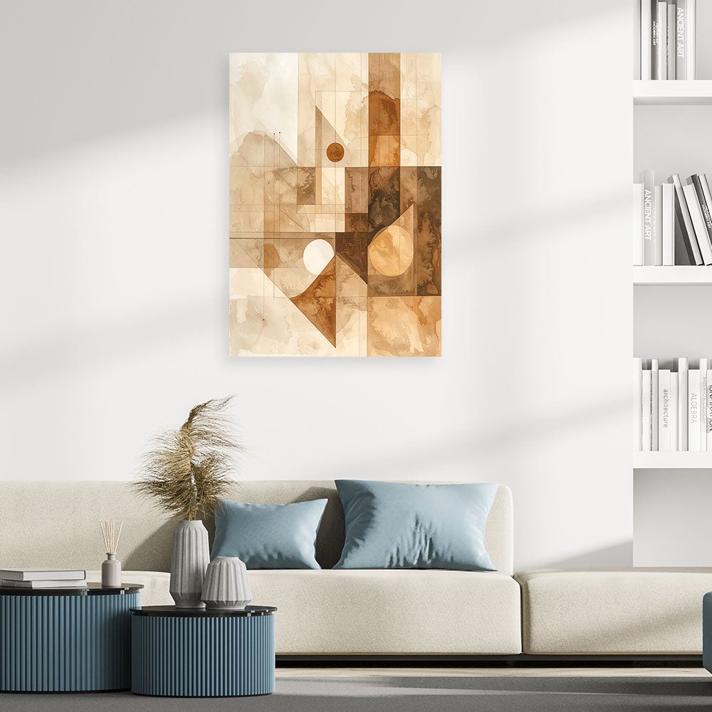 Obraz do salonu sypialni biura spa, Pastelowe Abstrakcyjne formy w kolorach beżu i brązu 60x90 - 2