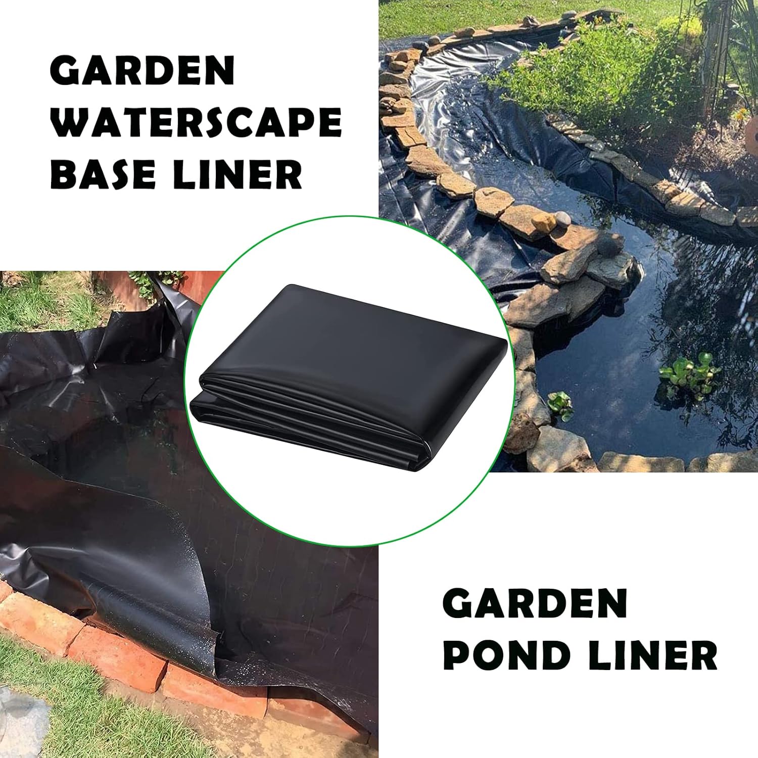 Bâche de bassin noire robuste 1.5 m x 2 m pour bassin à poissons et fontaine de jardin - 2