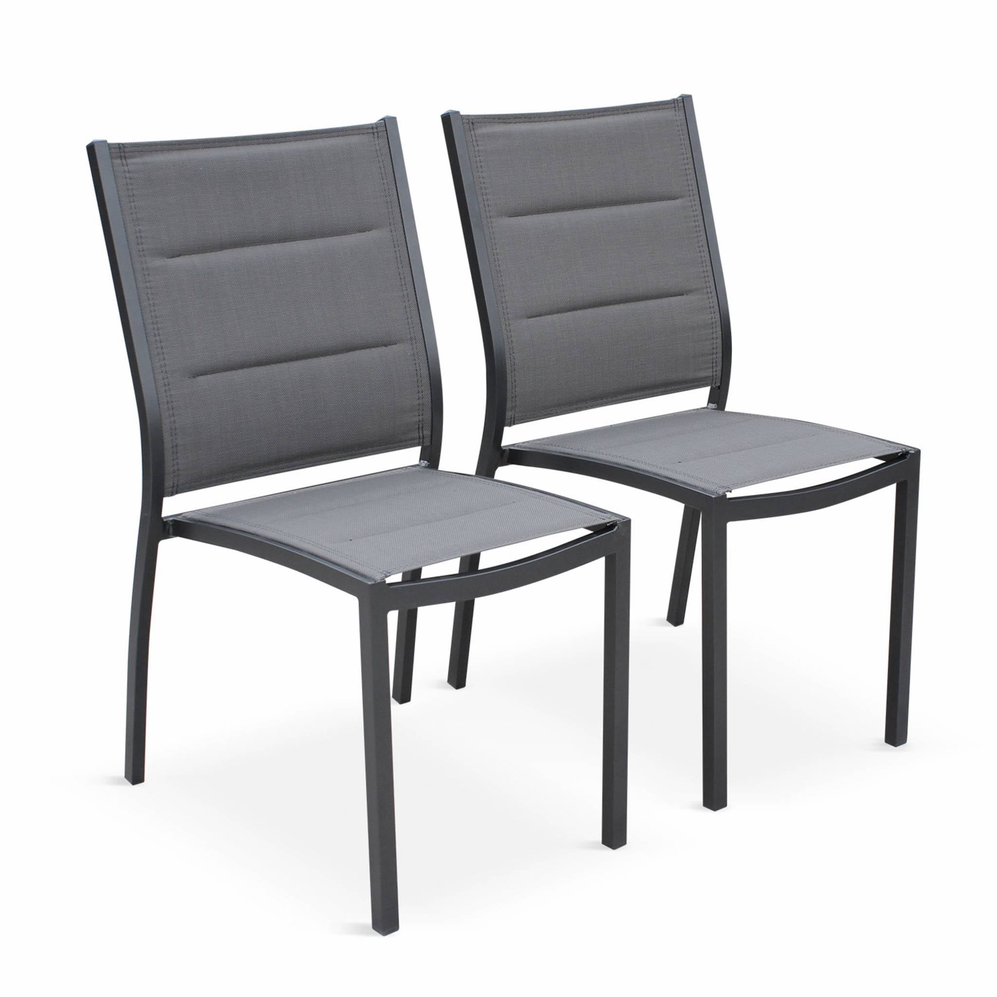 Table de jardin extensible aluminium + 8 assises - Chicago Anthracite/Gris taupe - Table en aluminium 175/245cm avec rallonge et 8 assises en - 6