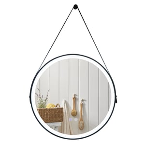 COSTWAY Miroir Lumineux Salle de Bain Anti Buée Dia.60 cm LED de 3 Couleurs et Luminosités Réglable en Continu, Miroir Rond HD Cadre Antirouille