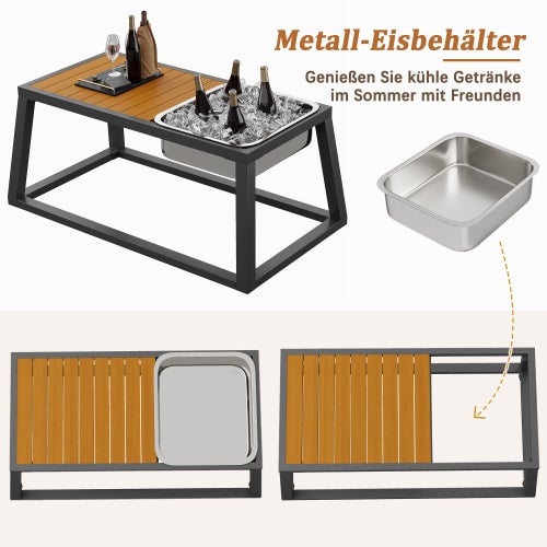 Sofá modular exterior ferro cinza, encostos/braços reclináveis, balde gelo, almofadas 10cm, jardim/varanda/piscina - 8