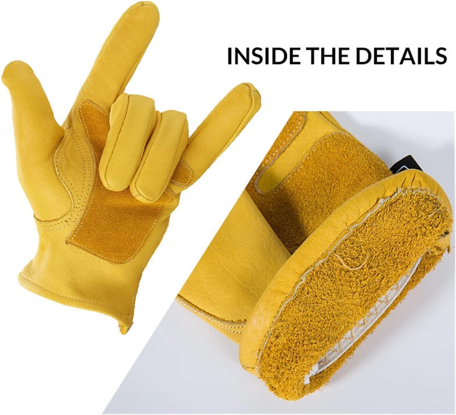 Gants de jardinage épais et résistants à la perforation, en cuir de vachette, adaptés à la taille, au bêchage,à la plantation et autres trav Taille M - 4
