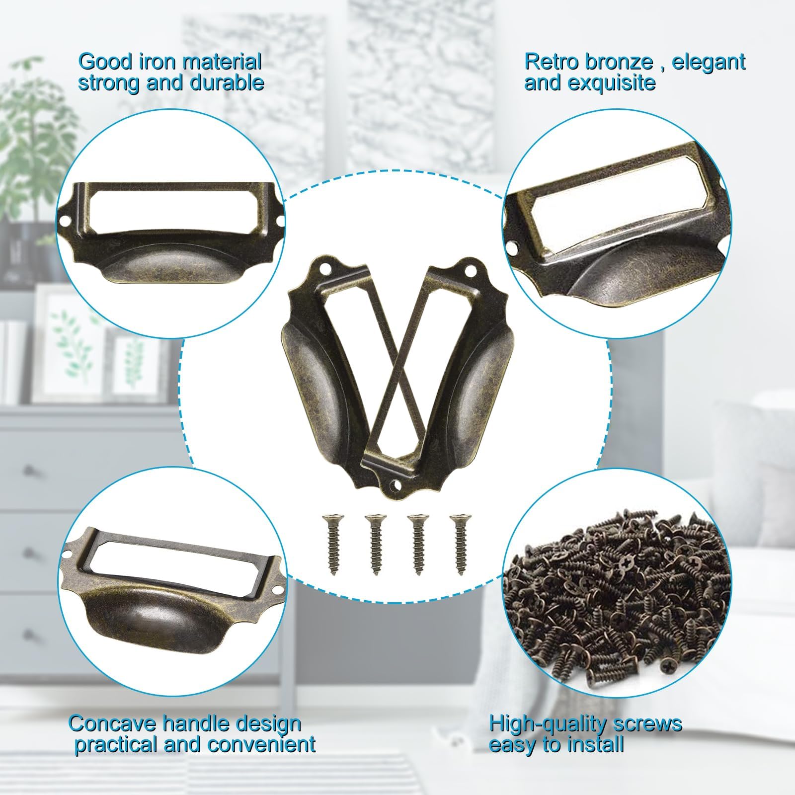 5 Porte-Étiquettes Argentés Pour Tiroir - Métal 59x24mm - Uxcell Avec Vis