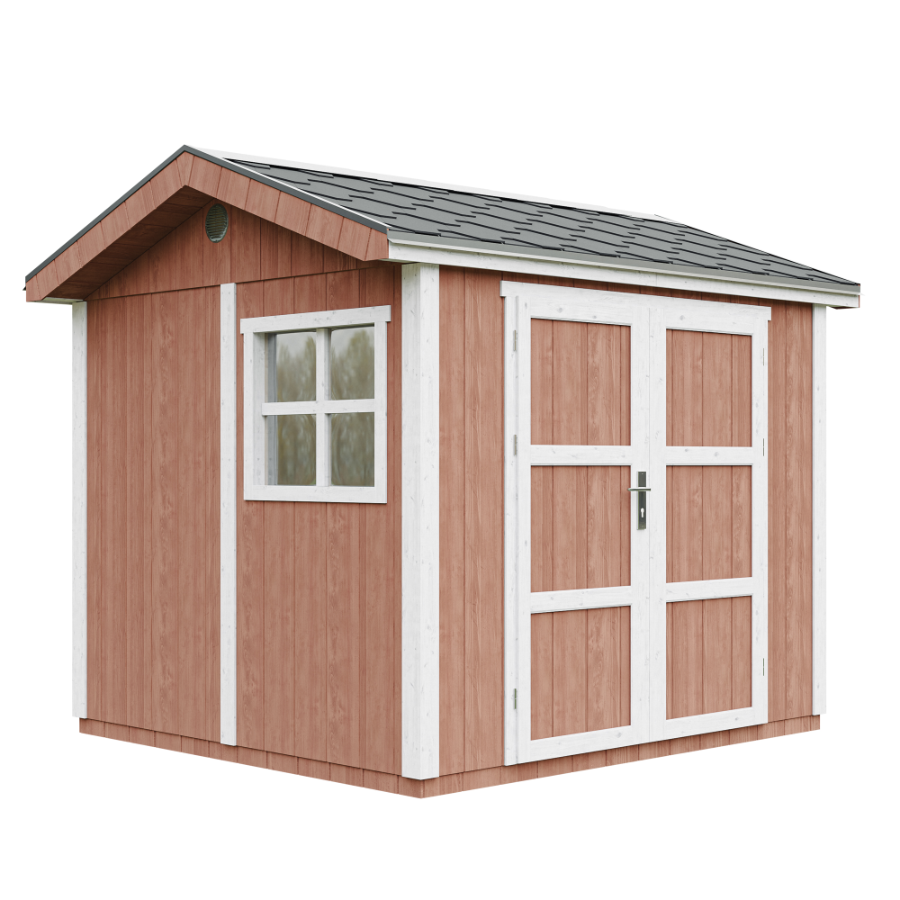 Căsuță de grădină din lemn 5,9 m² TIMBELA M913A-REDWOOD RED, panouri LP SmartSide, calitate premium