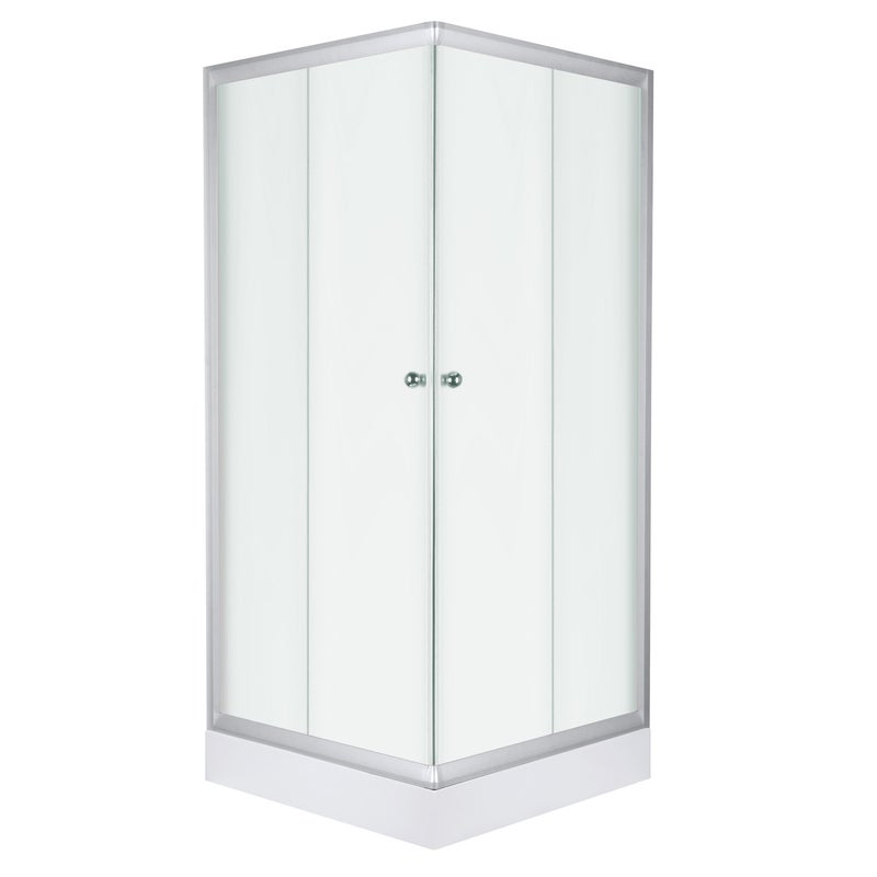 Kabina prysznicowa z brodzikiem Pico 80 szkło z fakturą lnu profile satynowe KERRA