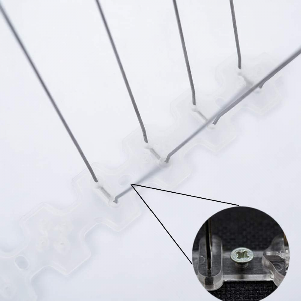 Conjunto de 3 Pontas Anti-Pombo de 25cm em Aço Inoxidável & Base em Plástico Flexível, Pontas Anti-Pássaros, Pardais, Corvos - 5