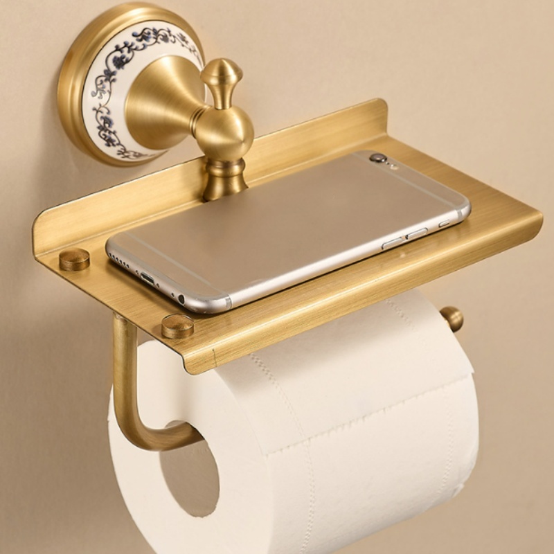Uchwyt na papier toaletowy, uchwyt na papier toaletowy, uchwyt na telefon komórkowy, uchwyt na papier toaletowy, wzór seledynowy, 18*9,5 cm