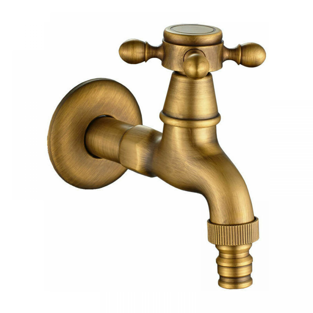 Antyczny mosiężny kran do wody, prosty, dekoracyjny kran do zimnej wody do ogrodu, europejska zabytkowa pralka, unikatowy, montowany na ścianie