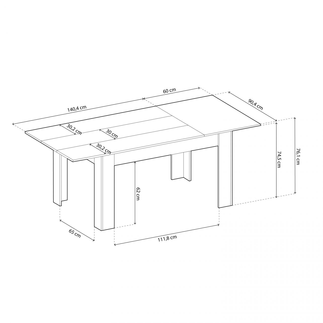 Mesa de comedor extensible Kana Roble Nude 140–200 x 75 x 90 cm - 9