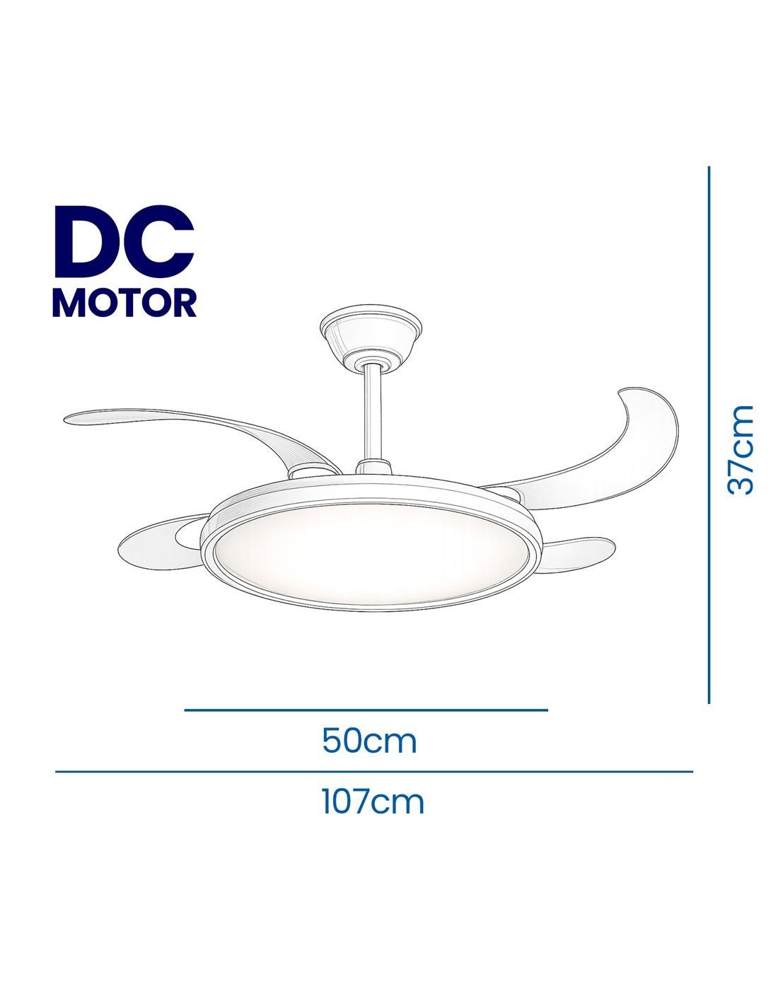 Ventilador de techo Zahara blanco con aspas retráctiles, motor DC, luz LED regulable, WiFi Alexa/Google Home y mando - 6