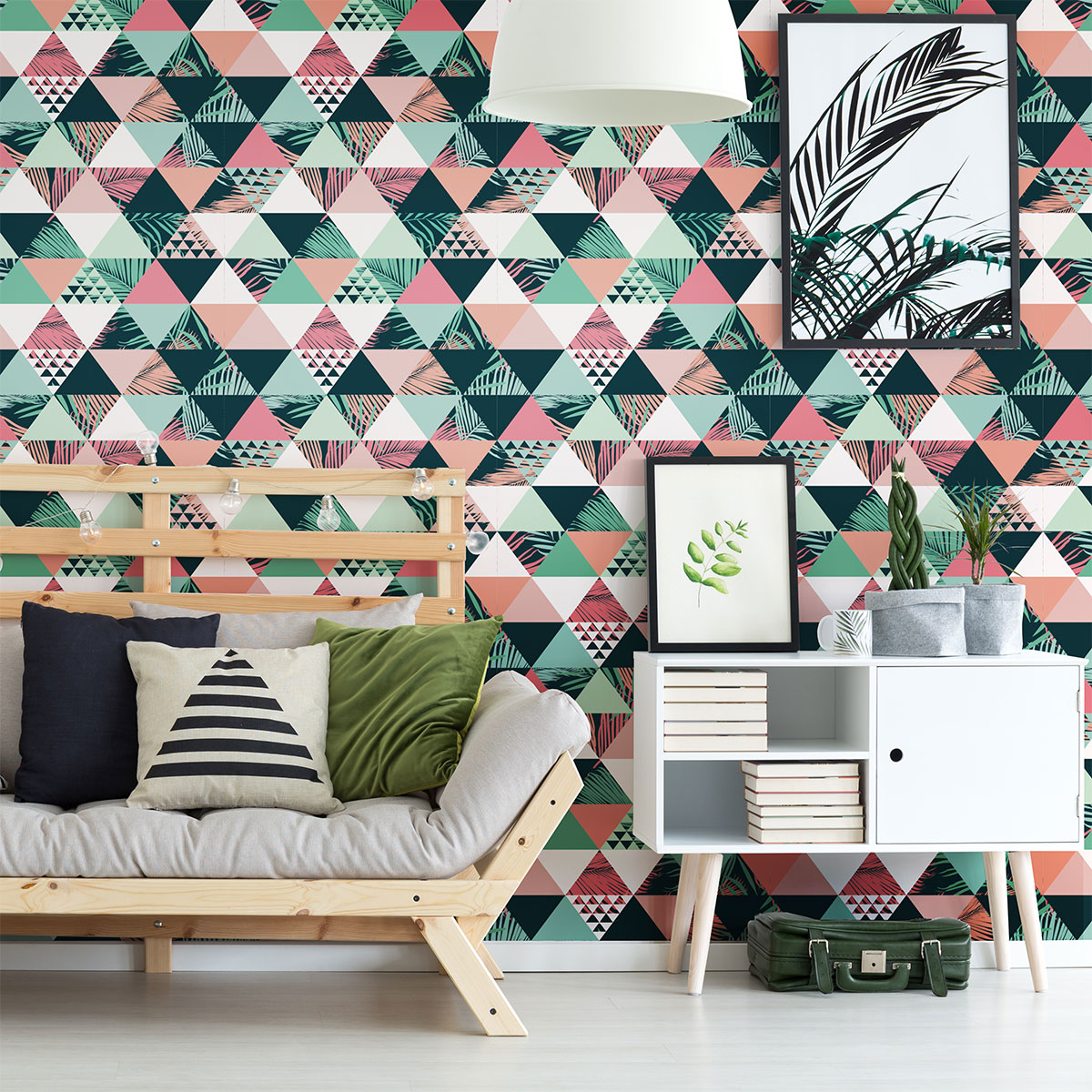 Vinilo tapiz tropical panama - adhesivo de pared - revestimiento sticker mural decorativo - 60x60cm