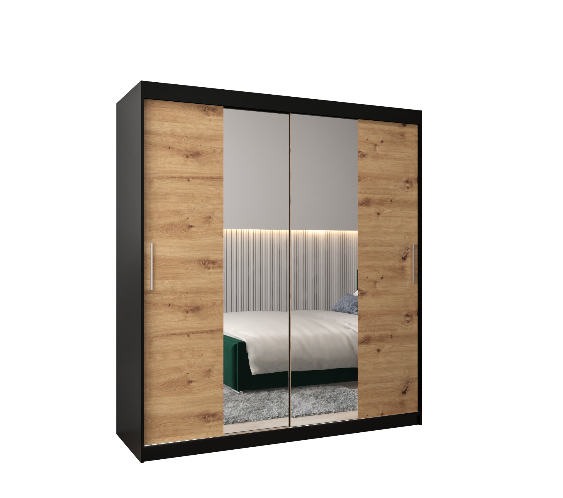 Szafa przesuwna garderoba TOKYO 1 180 x 62 x 200 cm Czarny + Artisan - Abiks Meble