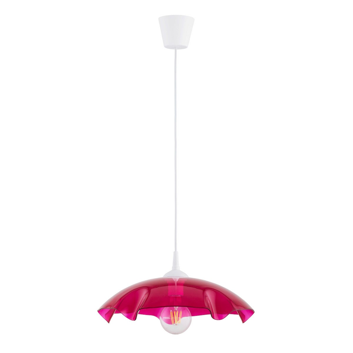 Lampa wisząca Lilia czerwono-biała 1xE27x15W do kuchni wym: 85 x 39 x 39 cm szkło Alfa