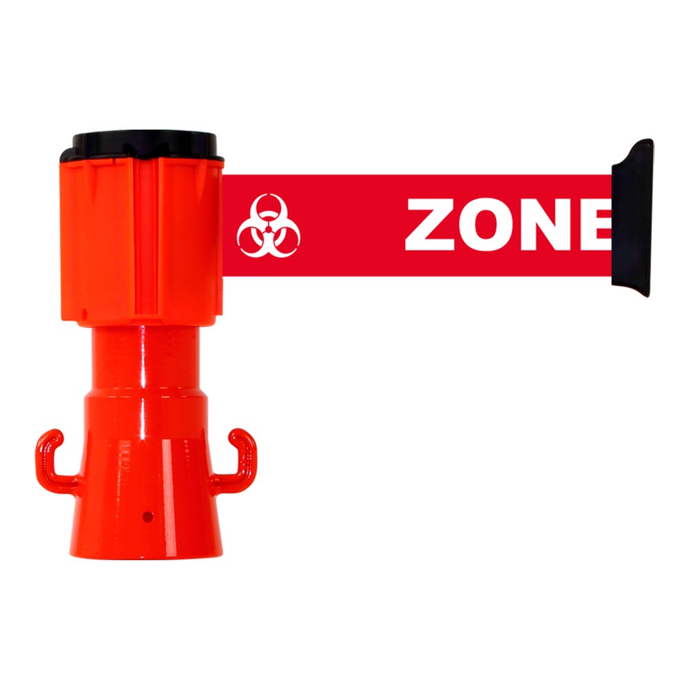 Enrouleur de sangle 50mmx5m Rouge Zone contaminée - 2830331 | Leroy Merlin