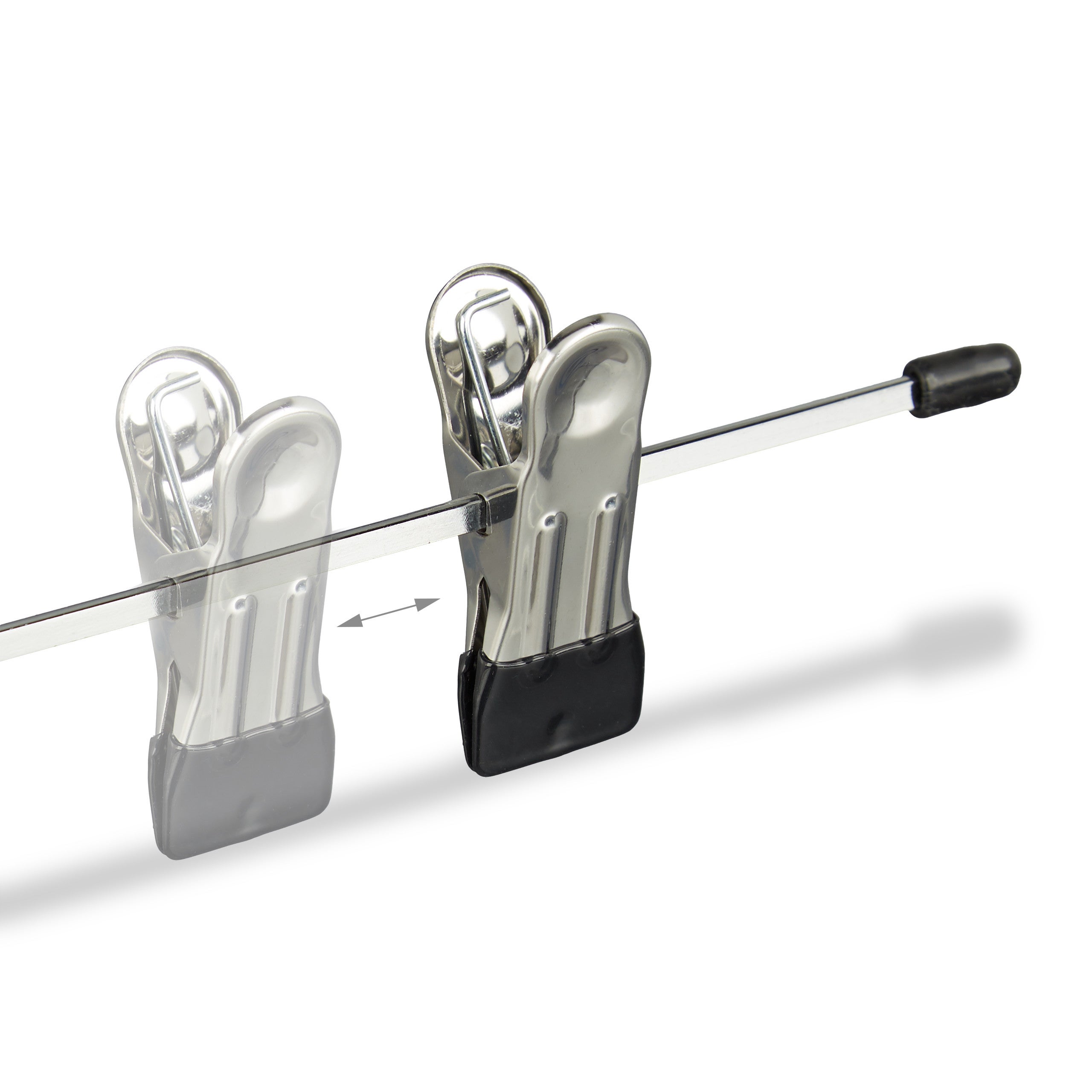 Cintres à pantalon métal pinces caoutchouc lot de 20 jupes antidérapant HxlxP: 9 x 35,5 x 2,5 cm, argent/noir, Relaxdays - 7