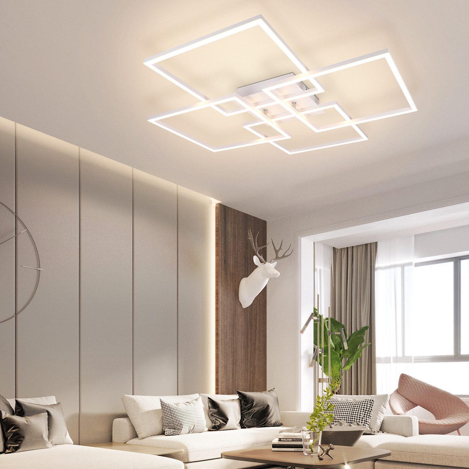 ZMH Nowoczesna lampa sufitowa LED 32W z prostokątnymi ramkami do salonu i sypialni - 4