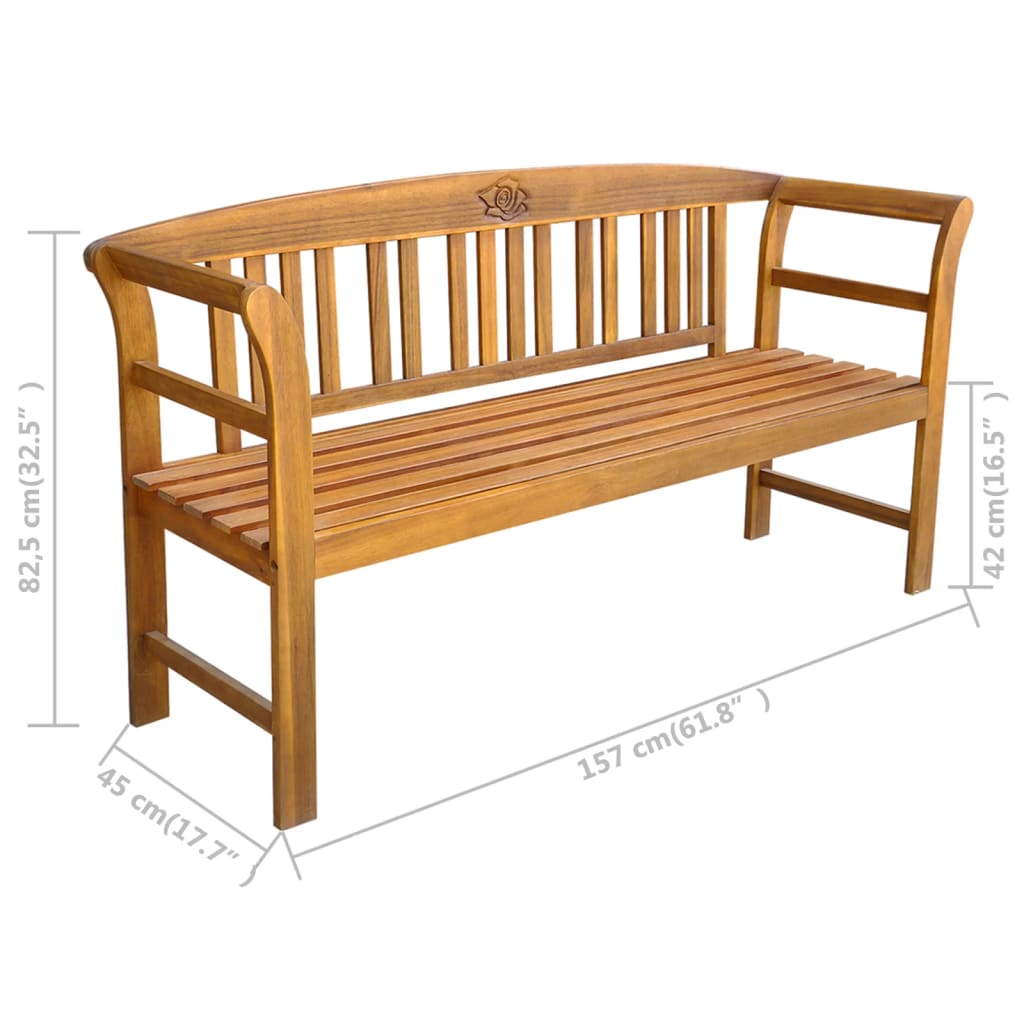Banc de jardin 157 cm Bois d acacia solide - 6