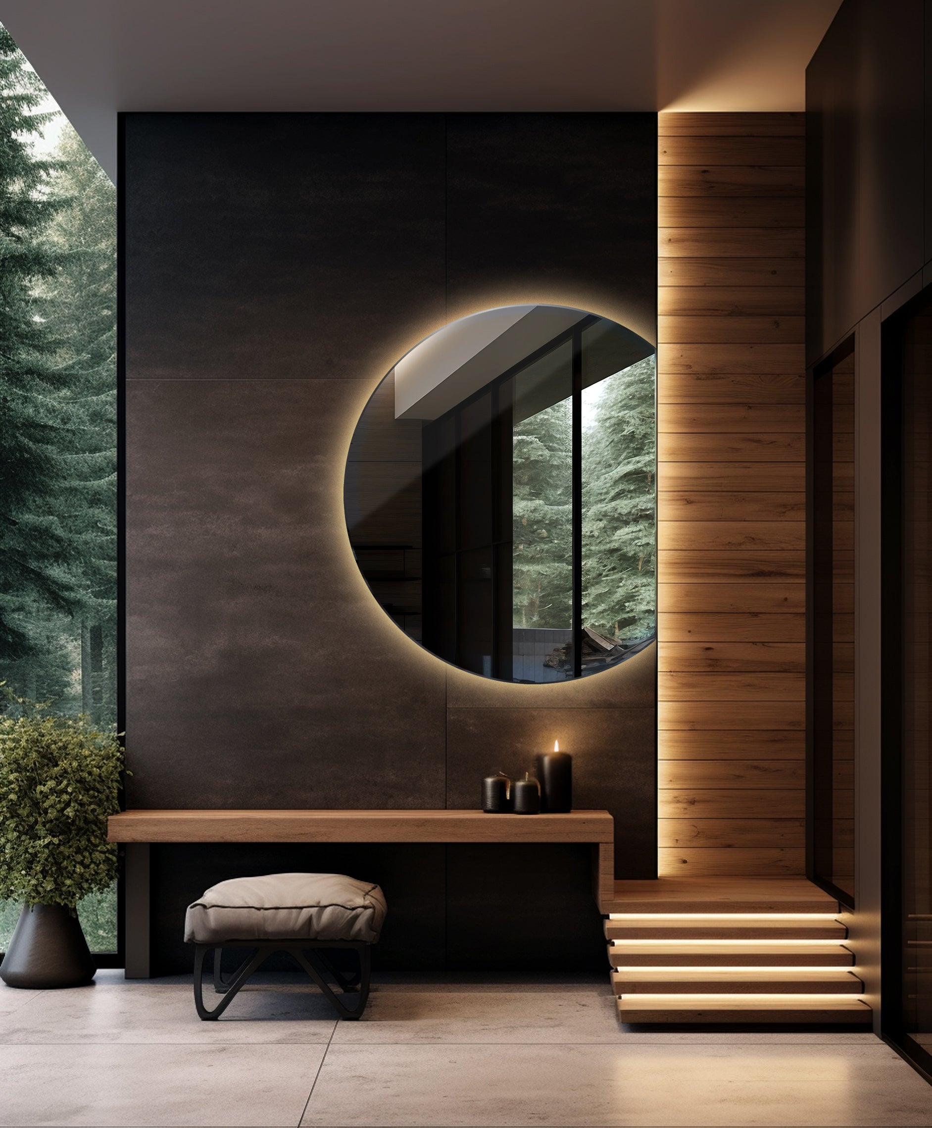 Miroir LED Forme Organique 84 x 100 cm | Lumière Chaude | Miroir Moderne avec Éclairage Doux - 5