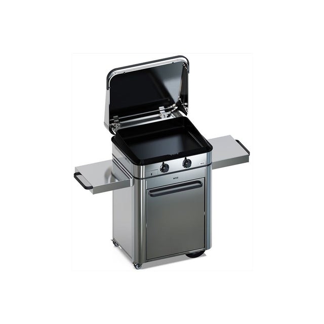 Plancha gaz ENO Enosign 65 inox 2 brûleurs sur chariot, 56x40 cm