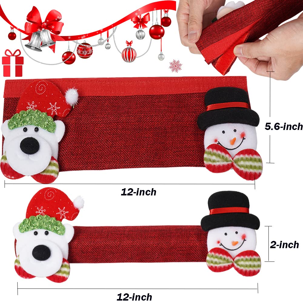 Ensemble de 4 housses de poignée de réfrigérateur, décoration de noël, housse d'appareil de cuisine, housse de protection de poignée de porte de noël - 4