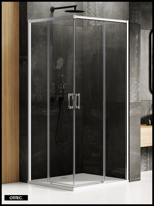 Porta Doccia Scorrevole con Pannello Laterale - 80 x 100 x 200 - CROMO - PRIME