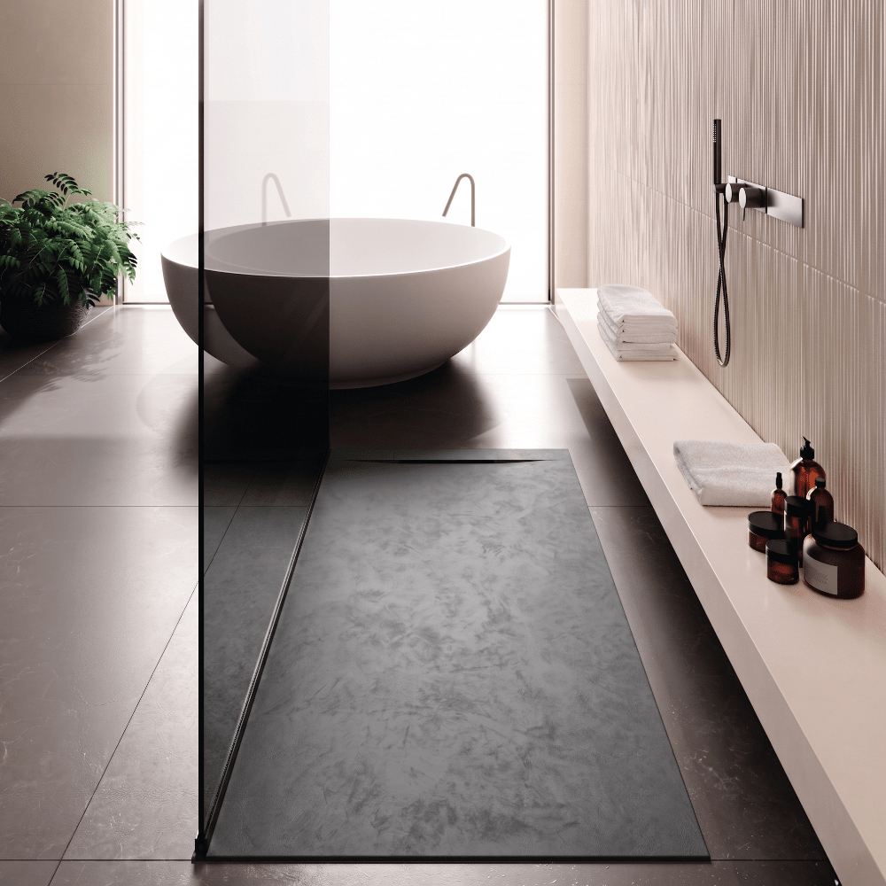 Receveur de douche 70 x 160 cm extra-plat en résine minérale KORAL ...