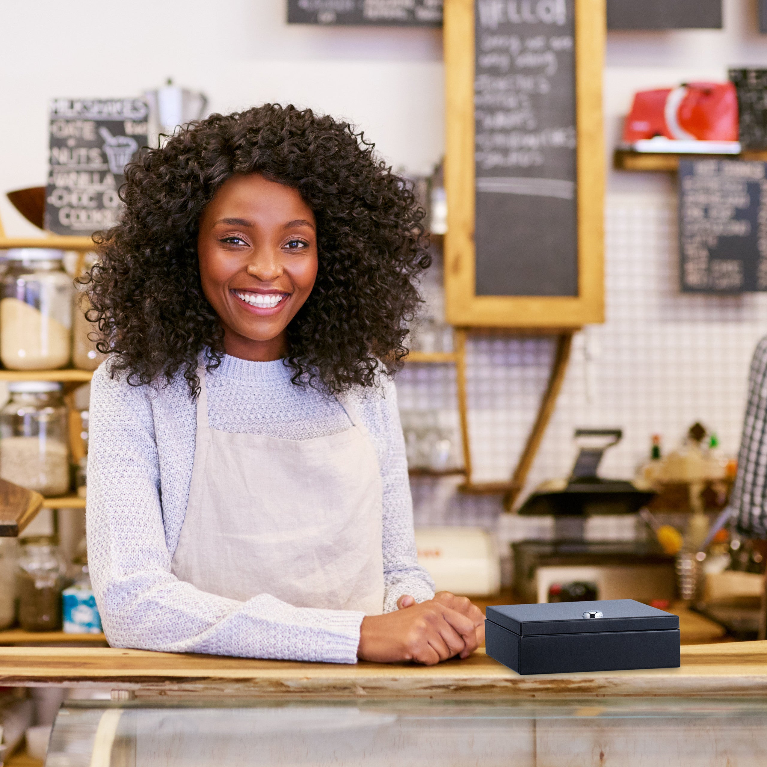 Relaxdays Cassetta Portavalori, Salvadanaio per Monete e Banconete, con 2 Chiavi, Acciaio, Plastica, 5x17,5x17 cm, Nero - 3