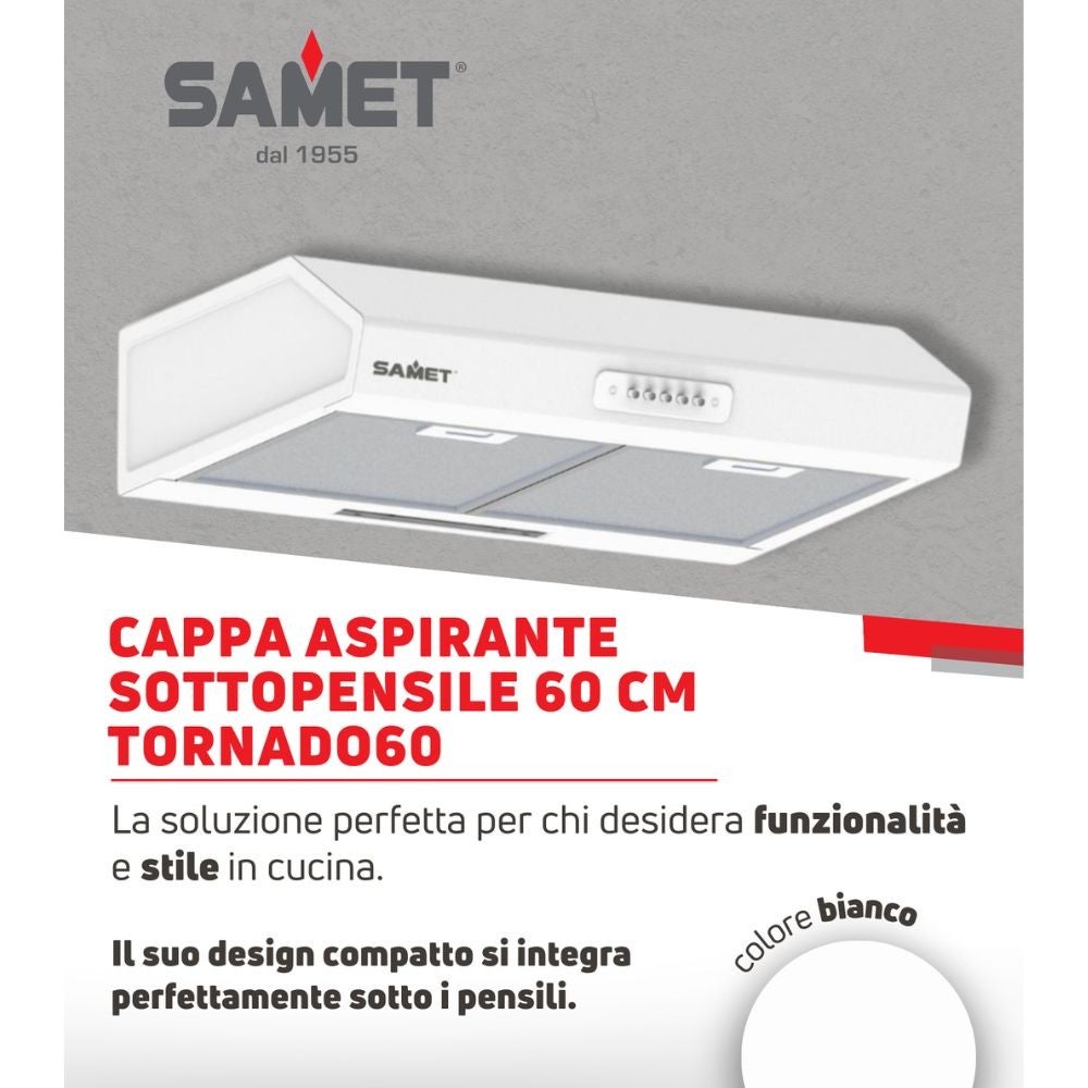 Gruppo cappa sottopensile Tornado60 Samet colore bianco - 4