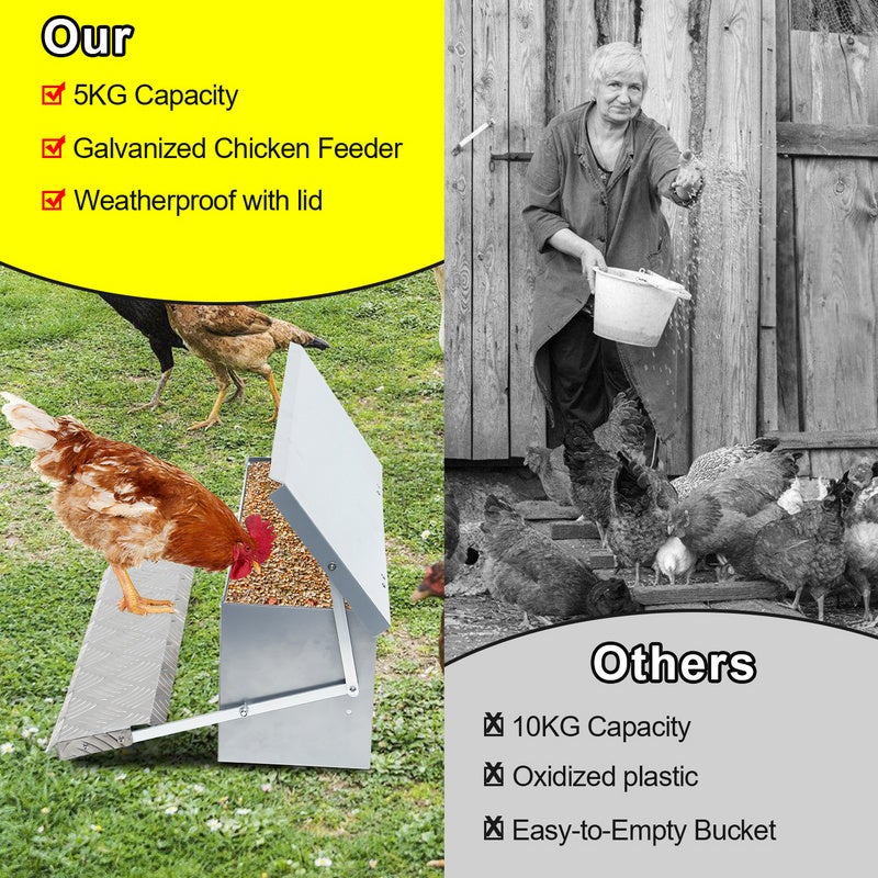 Mangeoire automatique avec pédale antidérapant, 5kg, Anti-nuisibles,Prévenir le gaspillage, acier galvanisé - 3