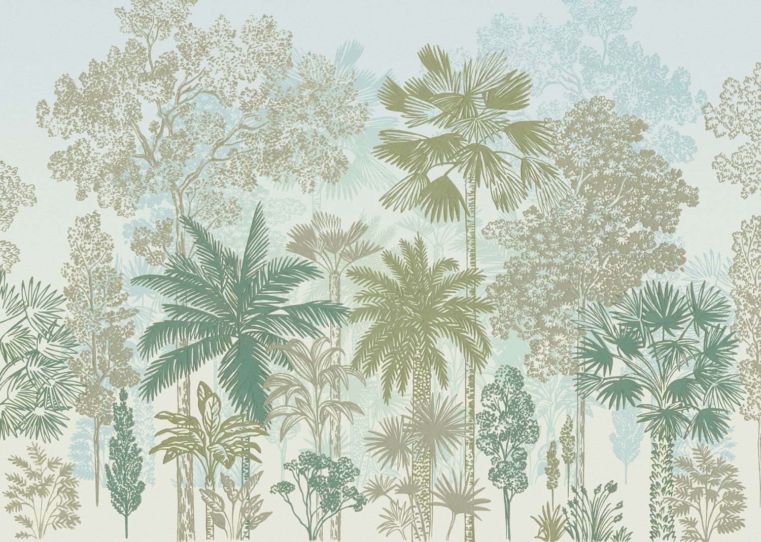Papier Peint Panoramique Palmiers Bleu Et Vert 350 X 250 Cm Komar papier-peint-panoramique-palmiers-bleu-et-vert-350-x-250-cm-komar