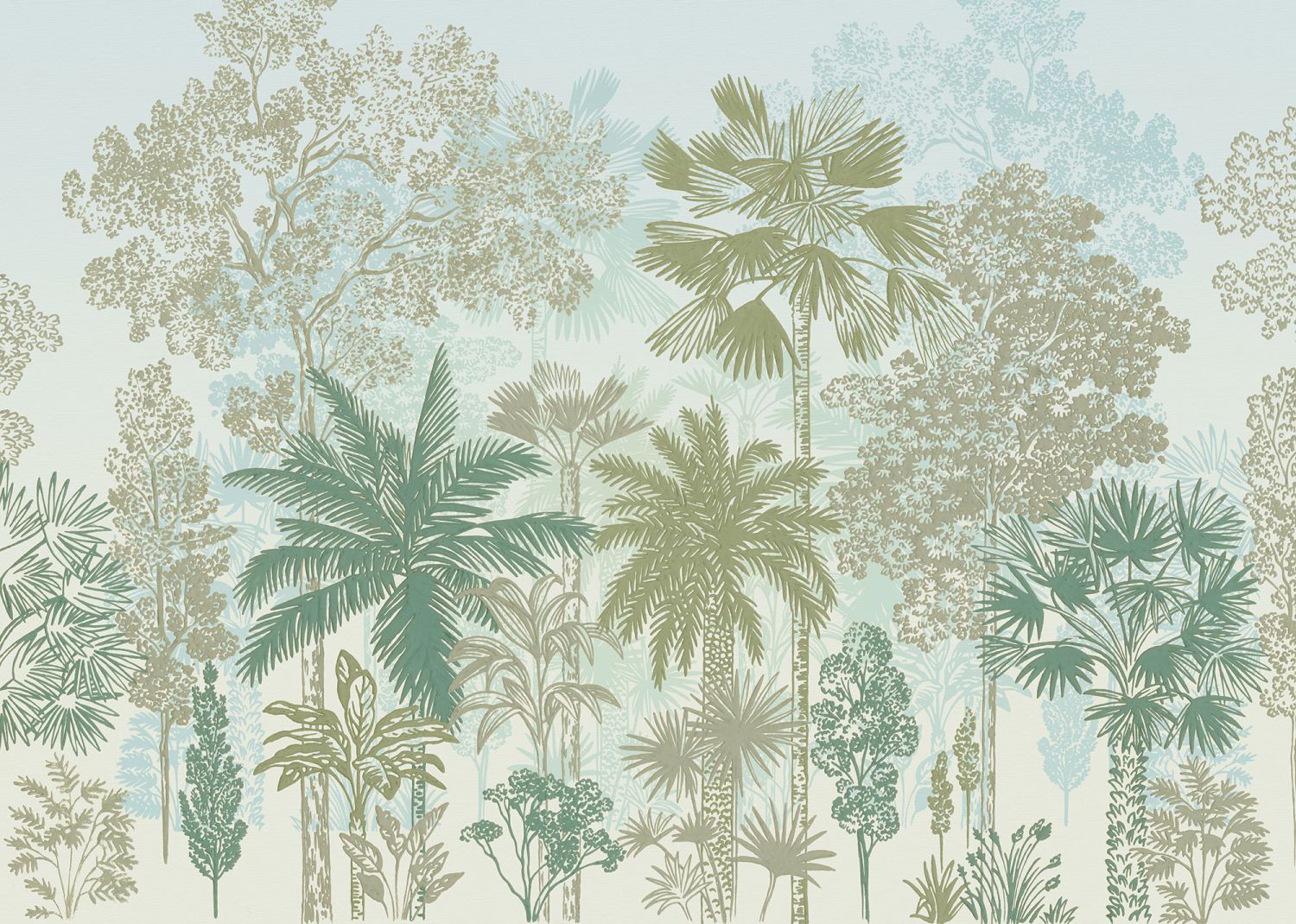 Fotomural palmeras azul y verde - 350 x 250 cm - komar