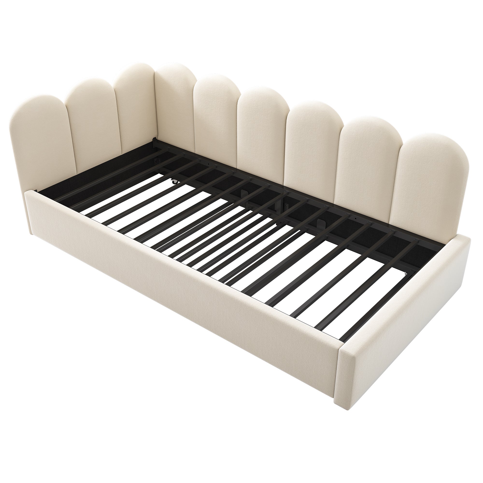 Sofá cama 90x200 cm - con cama nido 90x190 - tejido terciopelo - Beige - 7