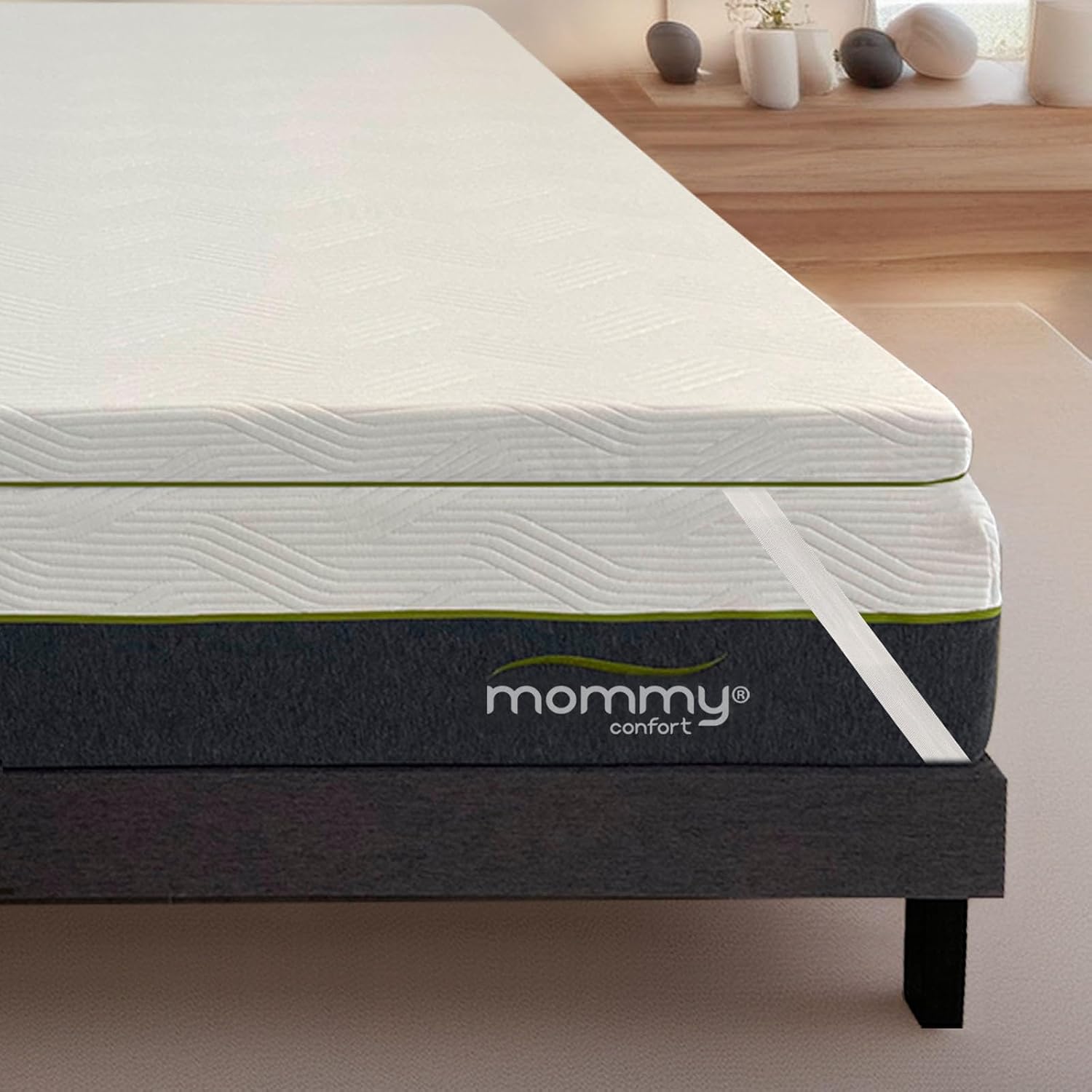 Topper 135x200 Cm Moncel Eross Confort - 100% Viscoelastico Premium, Altezza 5 Cm, Sfoderabile E Lavabile, Ipoallergenico