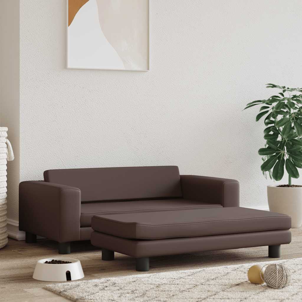 Legowisko dla psa z dostawką, brązowe, 100x50x30 cm, ekoskóra vidaXL