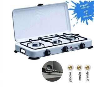 Réchaud Gaz Traiteur Kemper 8.6 KW - 3 Brûleurs Fonte - Idéal Pour Extérieur Et Grands Plats
