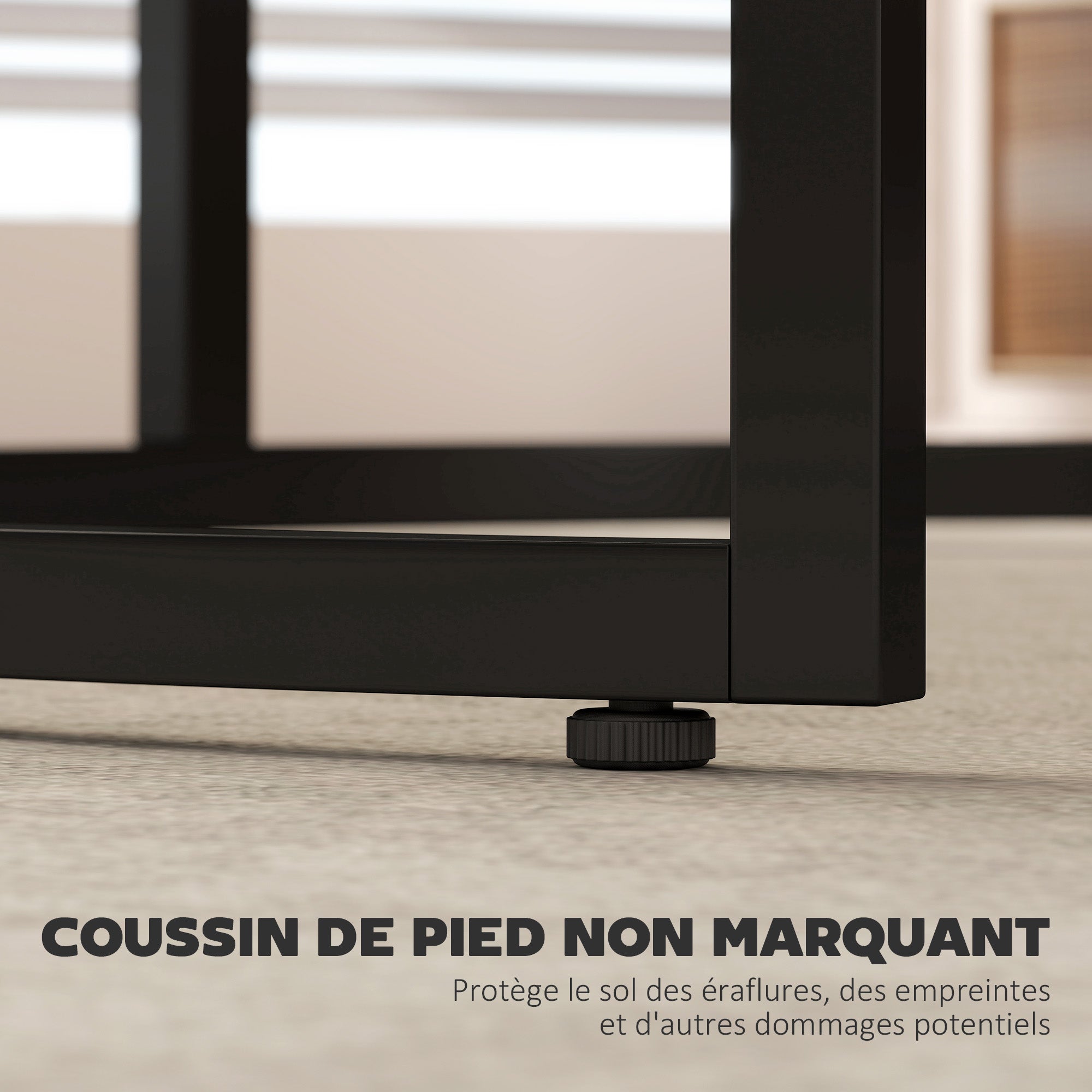 Lot de 2 tables basses gigognes empilable design industriel plateau imitation ciment pieds en métal brun rustique - 9