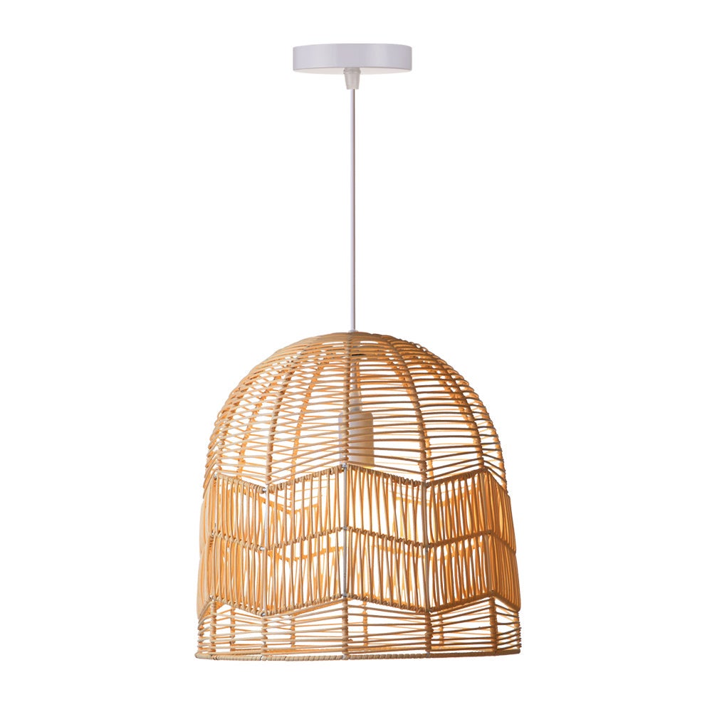 Luminaires suspendus en rotin Lanterne géométrique simple Chandelier de plafond pour îlot de cuisine D40 cm x H40 cm - 2