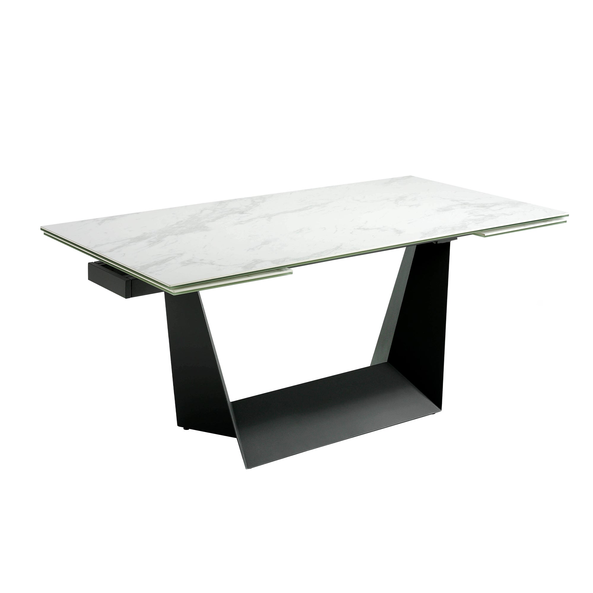 Mesa comedor extensible rectangular mármol porcelánico y acero negro 180 x 90 x 75 cm - 6