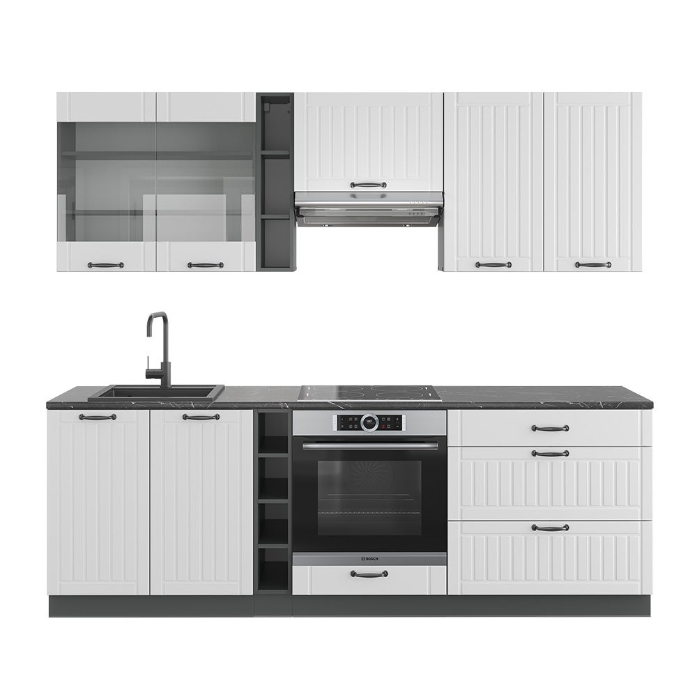 Vicco Szafka kuchenna Fame-Line, Biały dworek/antracyt, 235 cm , BP Antracyt