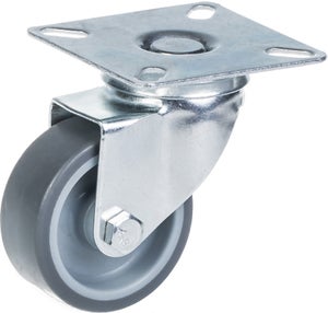 Roulettes Fixes Caoutchouc Gris 125mm - Lot De 4, Capacité 130kg/roue (520kg Total), Plaque Montage 100x84mm