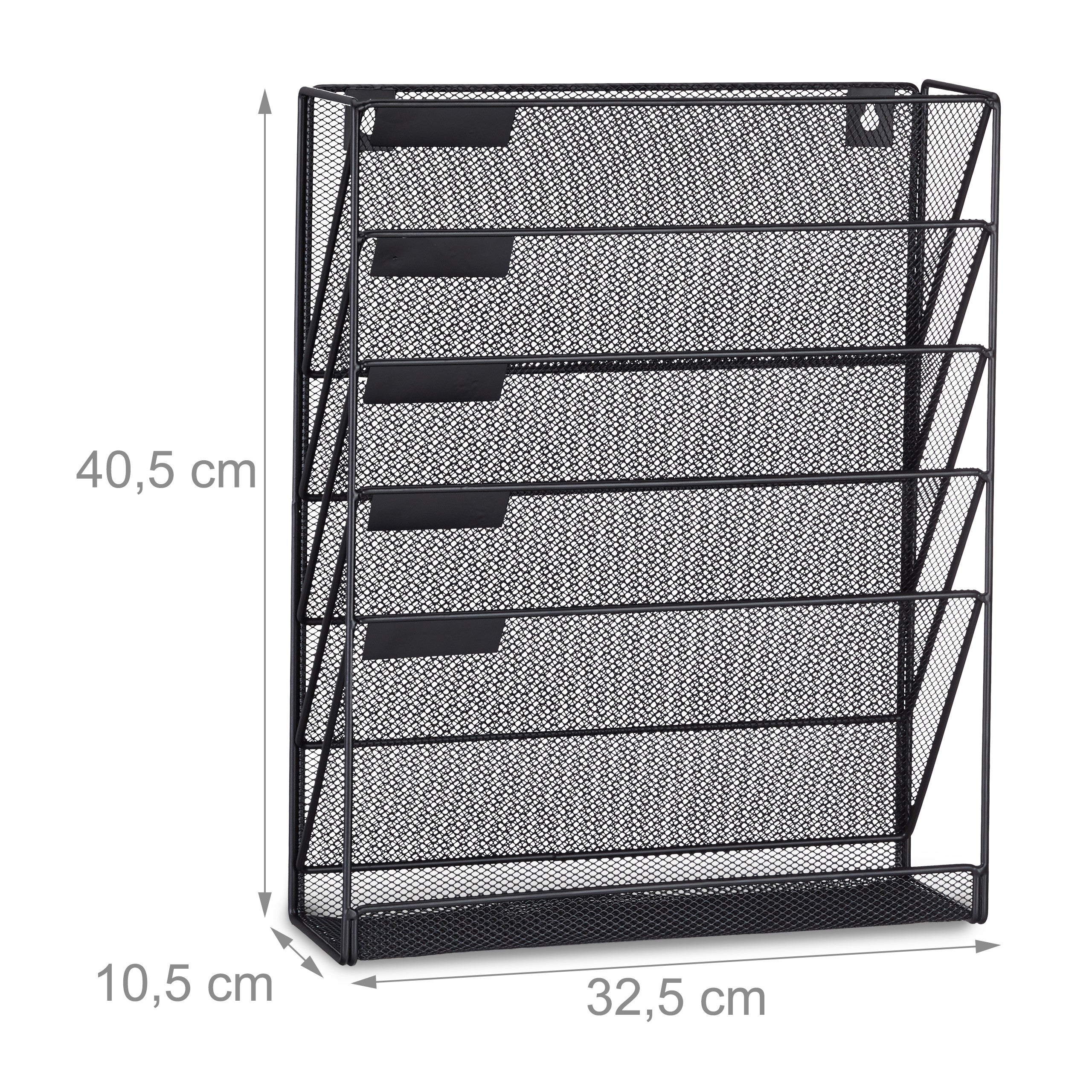 Porte-revues mural porte-journaux porte-magazines 6 casiers HxlxP: 40 x 32 x 10 cm, noir, Relaxdays - 4