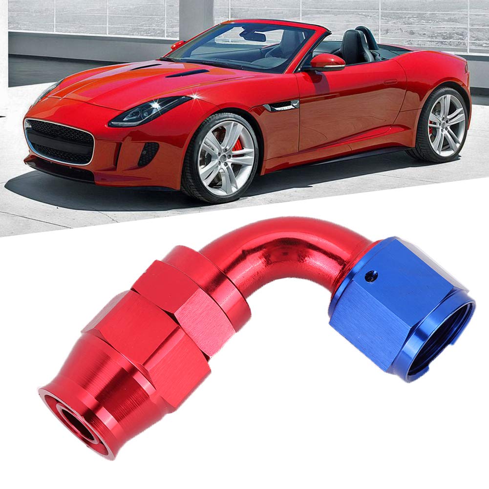 Adaptateur AN6 Racing Mâle/Femelle Pivotant Bleu-Rouge – Raccord Tuyau Carburant/Huile 180° Haut De Gamme Aluminium Anodisé