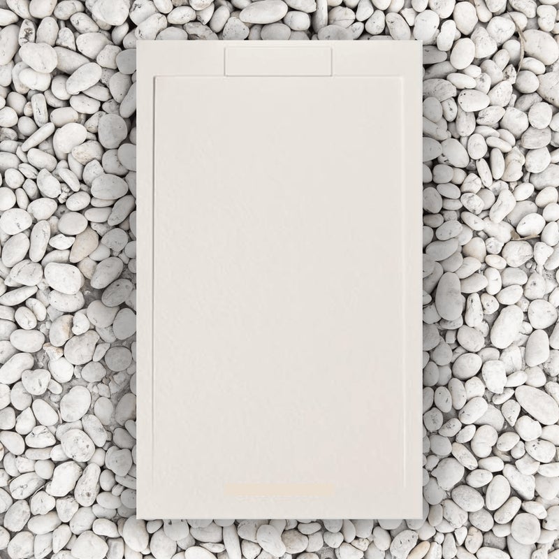 BRODZIK 100x70 cm BEŻOWY Vulcano Line SLIM Z żywicy i proszku marmurowego z kratką boczną Z ŻYWICY MARMUROWEJ - FRASCIO